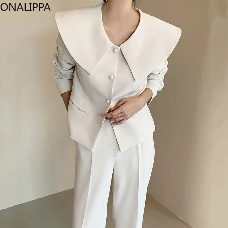 Onalippa Women Sets 2021 Early Autumn Retro Big Lapel Buckle Blazer High Waist Straight Casual Trousers High Street Two-Piece
Onalippa Women Sets 2021 Early Autumn Retro Big Lapel Buckle Blazer High Waist Straight Casual Trousers High Street Two-Piece