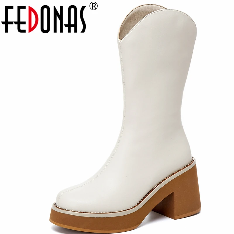 FEDONAS 2022 Fashion Concise Women Mid-Calf Boots Autumn Winter Genuine Lathe Platforms Thick Heels Casual Shoes Woman Newest
FEDONAS 2022 Fashion Concise Women Mid-Calf Boots Autumn Winter Genuine Lathe Platforms Thick Heels Casual Shoes Woman Newest