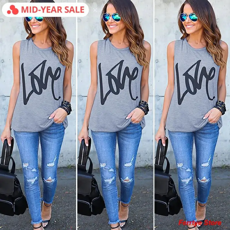 Love Letter Sleeveless O-neck Casual Tops for Women Clothing Tshirts for Women New Fashion Summer Cozy Top Lady Casual
Love Letter Sleeveless O-neck Casual Tops for Women Clothing Tshirts for Women New Fashion Summer Cozy Top Lady Casual