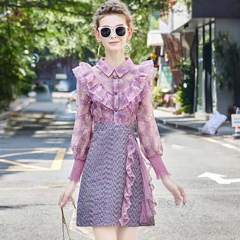 Fake 2 piece Dress 2021 Elegant Cute Ruffles Lace Patchwork Plaid Tweed A line Long Sleeve Dress High Quality Pink Christmas
Fake 2 piece Dress 2021 Elegant Cute Ruffles Lace Patchwork Plaid Tweed A line Long Sleeve Dress High Quality Pink Christmas