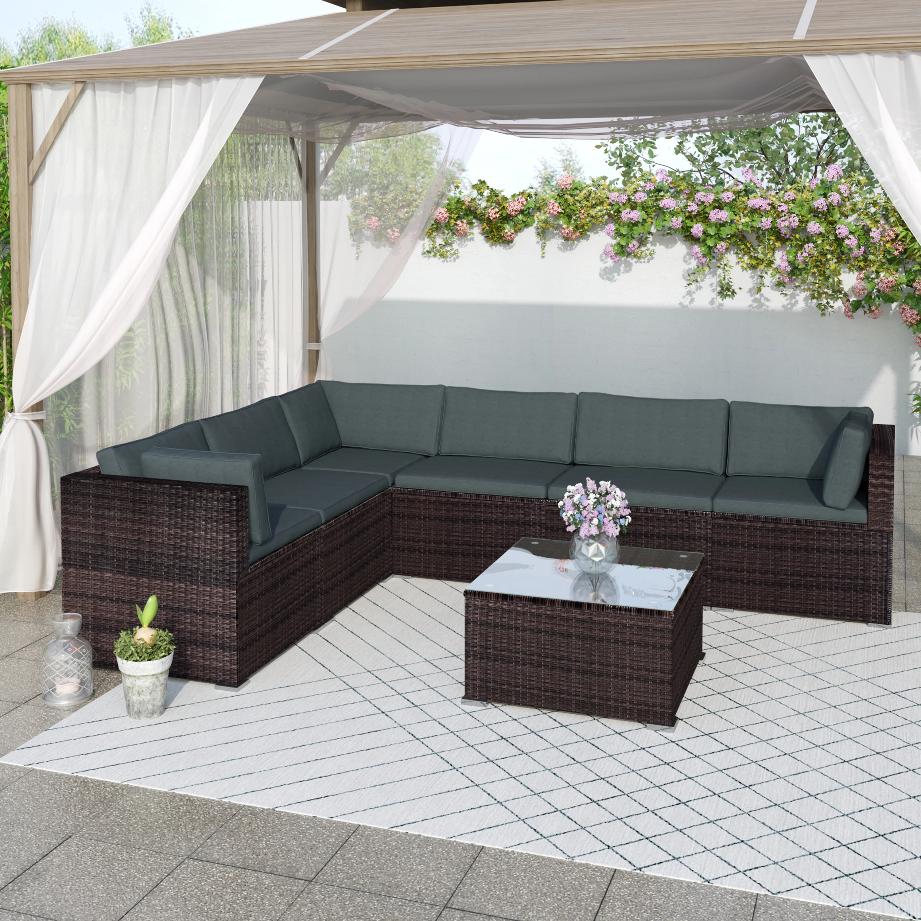 New Arrival Patio Furniture Set Home Decor Outdoor Garden Furniture Set Nordic Sectional Comversation Set With Soft Cushion
New Arrival Patio Furniture Set Home Decor Outdoor Garden Furniture Set Nordic Sectional Comversation Set With Soft Cushion