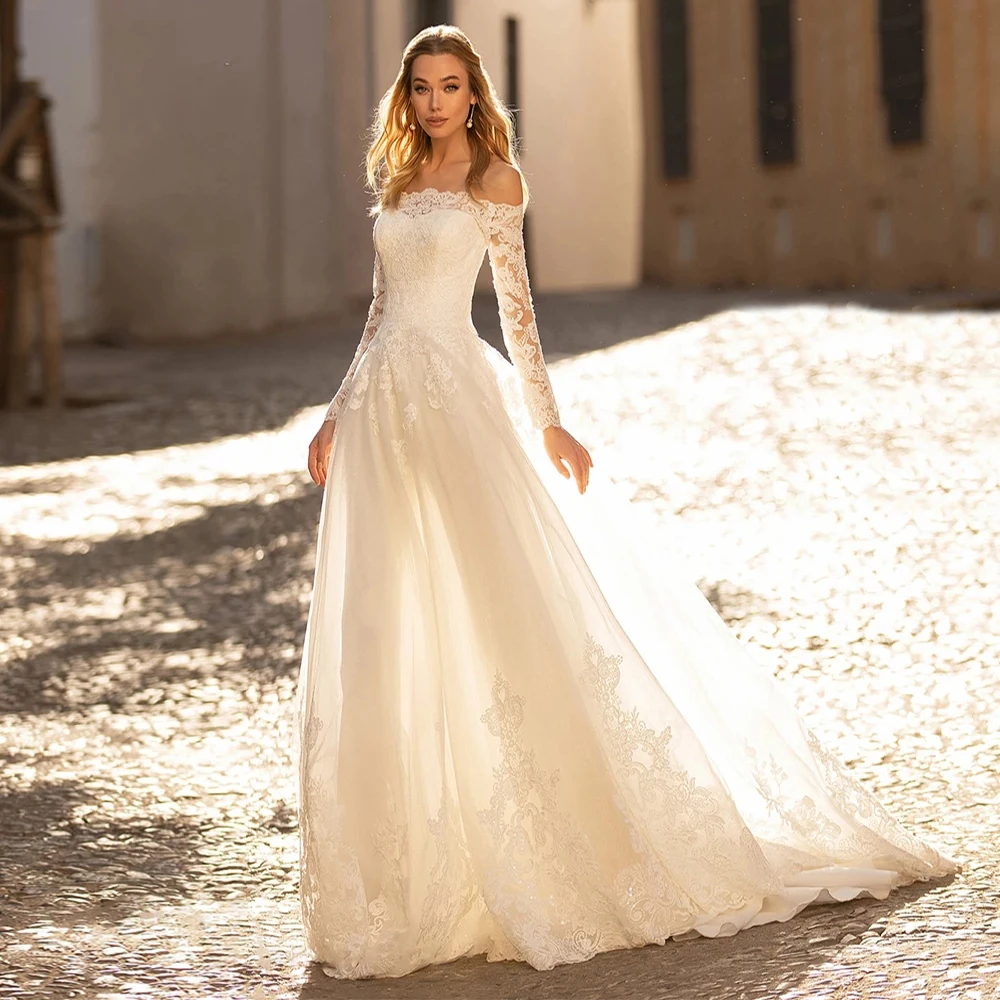 Gorgeous Wedding Dresses 2021 Boat Neck Long Sleeves Lace Appliques A Line Sweep Train Bridal Gowns Vestido De Novia Custom
Gorgeous Wedding Dresses 2021 Boat Neck Long Sleeves Lace Appliques A Line Sweep Train Bridal Gowns Vestido De Novia Custom
