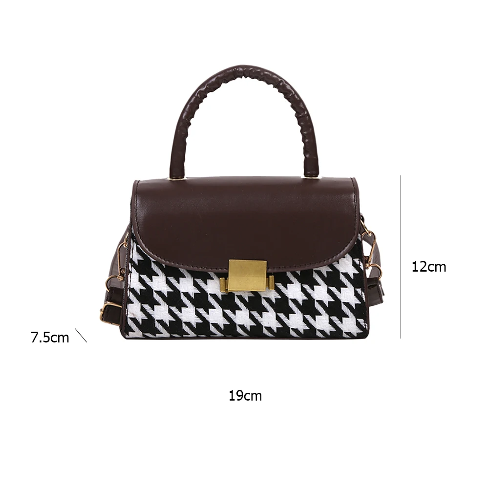 Fashion Women Houndstooth Pattern Top-handle Handbags PU Leather Ladies Casual Shoulder Bags Vintage Flap Square Crossbody Pouch
Fashion Women Houndstooth Pattern Top-handle Handbags PU Leather Ladies Casual Shoulder Bags Vintage Flap Square Crossbody Pouch