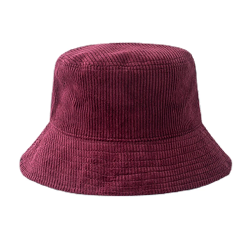 

Women Men Winter Warm Corduroy Velvet Bucket Hat Ribbed Striped Solid Color Harajuku Wide Brim Sunscreen Fisherman Cap