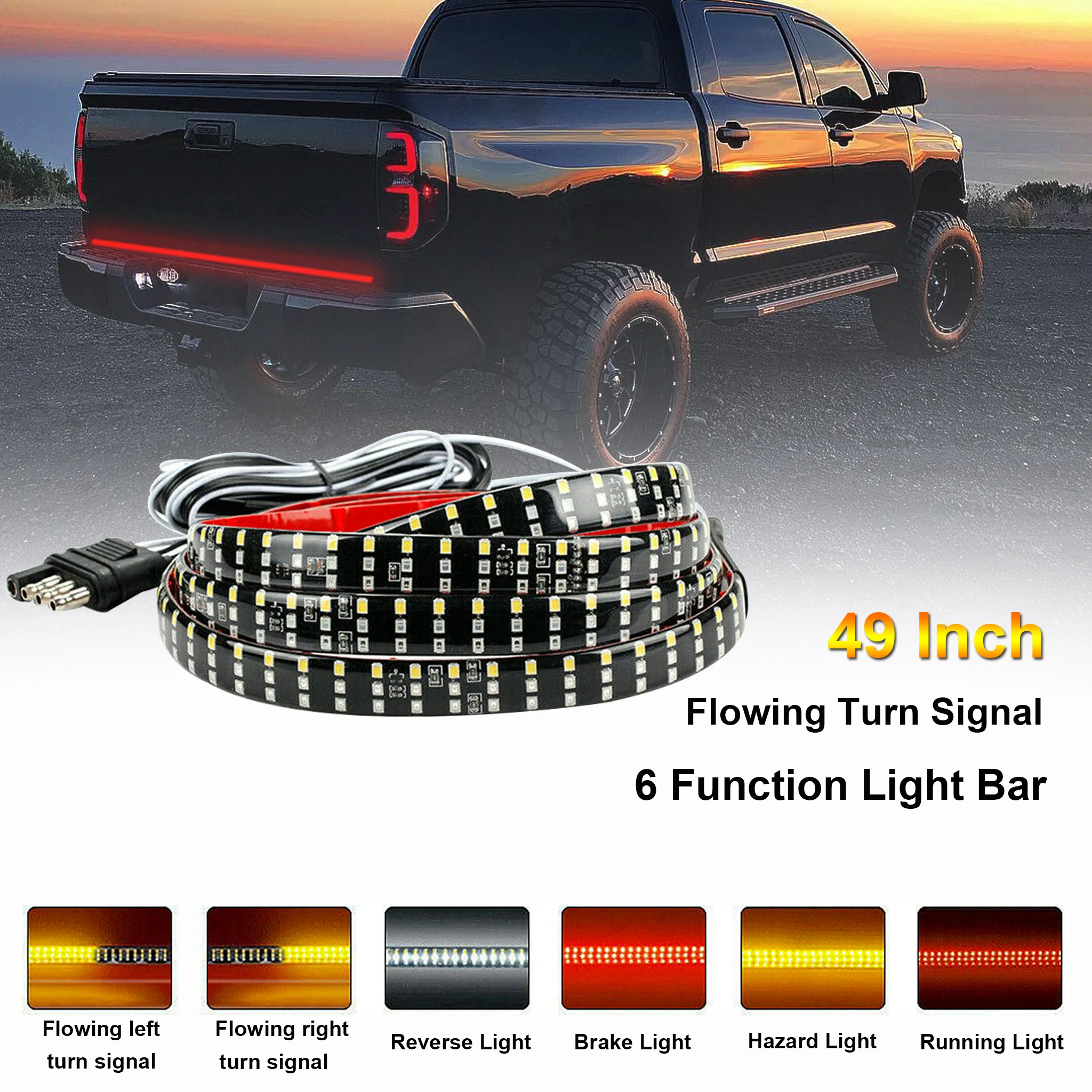 48 Inch Triple Row Led Strip Truck Tailgate Light Bar w/ Reverse Turn Signal Brake Tail Lights For Jeep Ford Truck Pickup Dodge
48 Inch Triple Row Led Strip Truck Tailgate Light Bar w/ Reverse Turn Signal Brake Tail Lights For Jeep Ford Truck Pickup Dodge