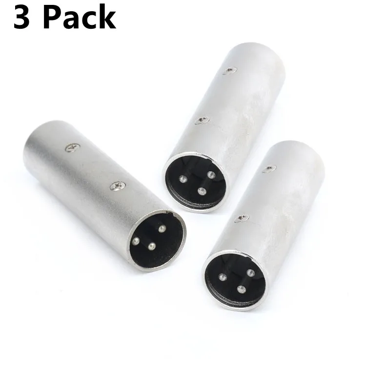 3Pcs 3-Pin XLR Male To Male Plug Coupler Gender Changer Audio Microphone Adapter Zinc Alloy XLR Jack For Connecting Audio Signal
3Pcs 3-Pin XLR Male To Male Plug Coupler Gender Changer Audio Microphone Adapter Zinc Alloy XLR Jack For Connecting Audio Signal
