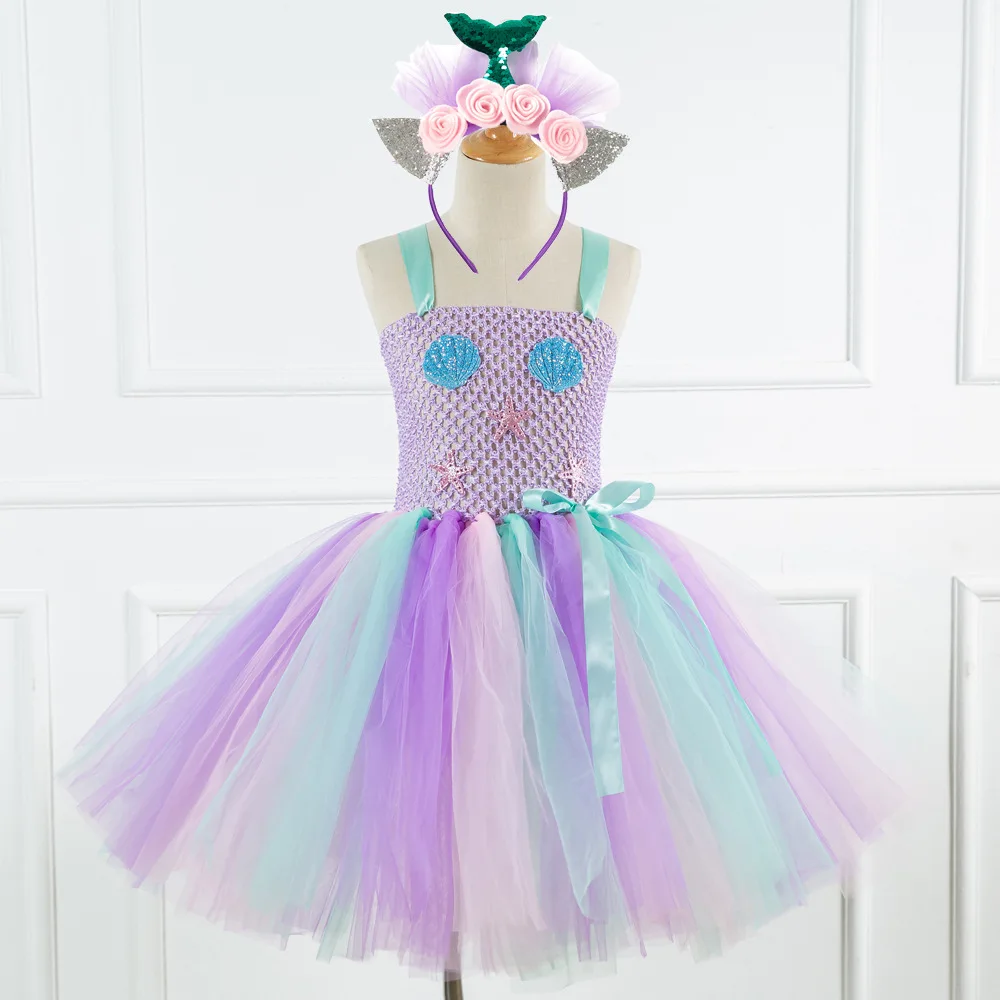 Kids Girls Princess Mermaid Costume Halter Sequin Mesh Tutu Dress with Hair Hoop Set Children Halloween Cosplay Party Dress Up
Kids Girls Princess Mermaid Costume Halter Sequin Mesh Tutu Dress with Hair Hoop Set Children Halloween Cosplay Party Dress Up