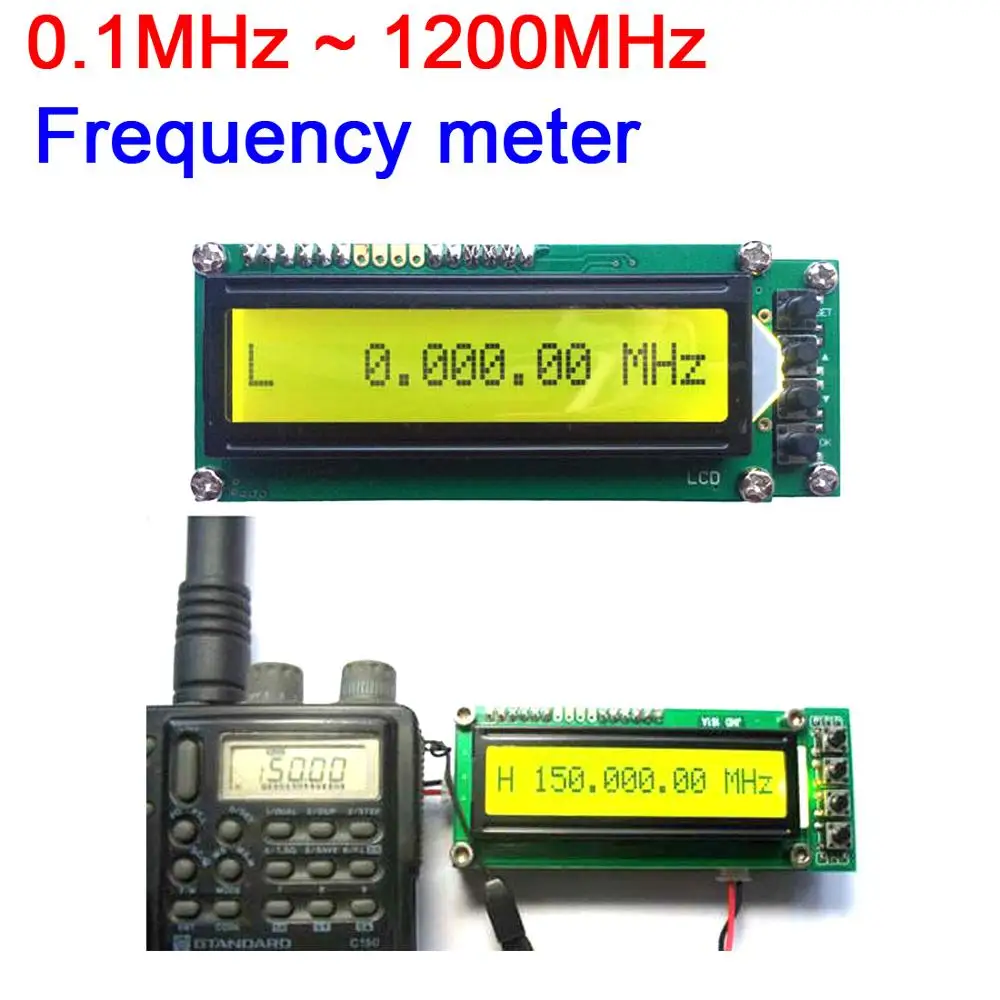 0.1MHz to 1200MHz Frequency Meter PLJ-1601-CCounter Tester Measurement Digital display Cymometer Module For Ham Radio Amplifier |