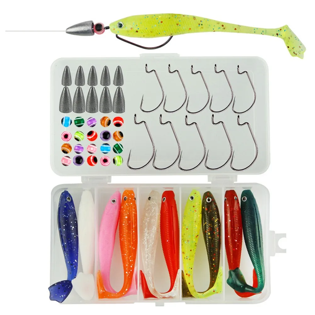 50Pcs/Set Durable Soft Lures Kit Fishing Tackle Box Silicone Bait Rigs Accessories Kit Artificial Tackle
50Pcs/Set Durable Soft Lures Kit Fishing Tackle Box Silicone Bait Rigs Accessories Kit Artificial Tackle