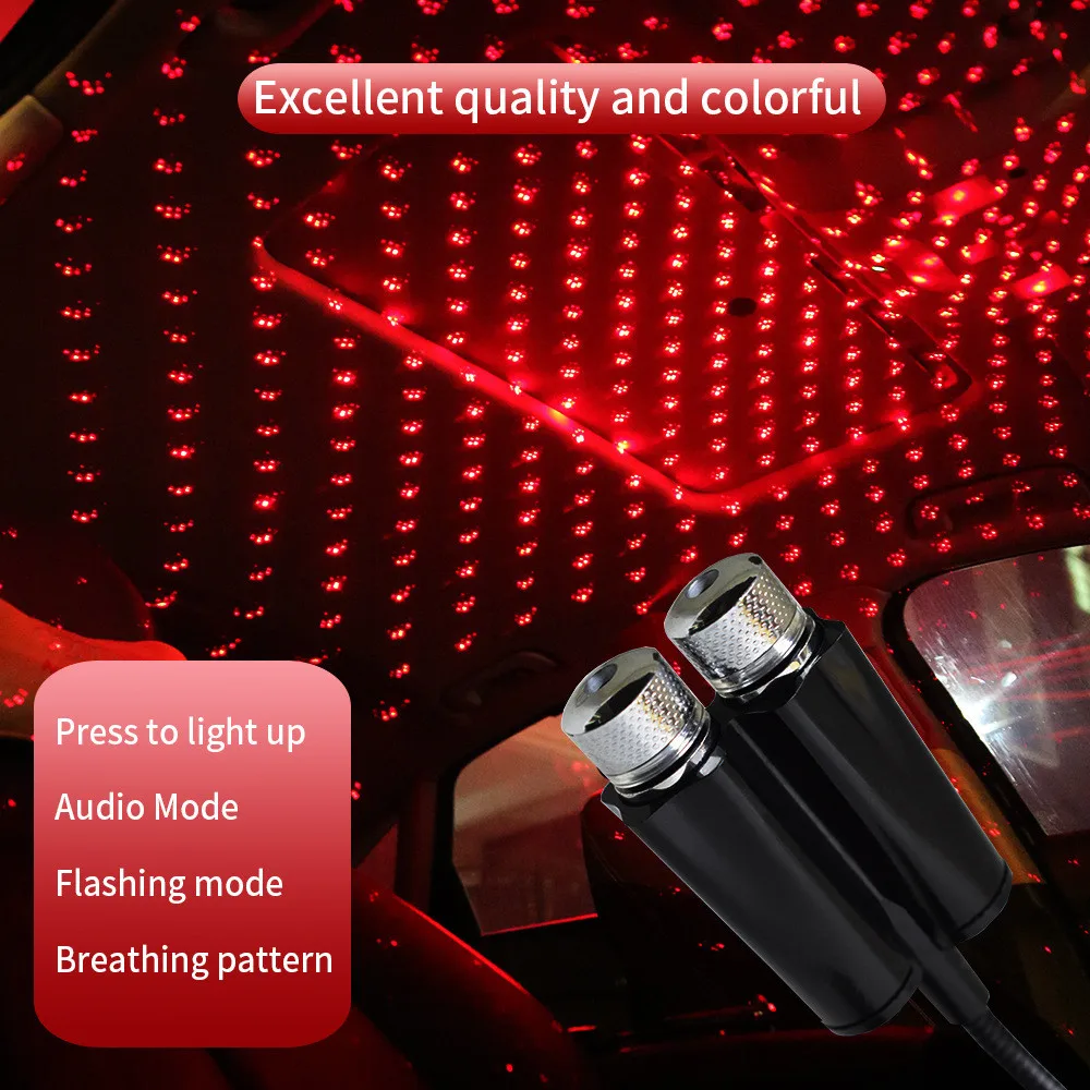 

USB Car Ambient Light Interior LED Projection Lamp Roof Atmosphere Lamp Starry Night Light Projector Light Interior Decoration