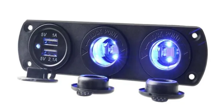 USB Charger Socket Panel Dual USB Port 2 Cigarette Lighter Outlet Socket with Blue LED for 12V/24V Car Marine Truck
USB Charger Socket Panel Dual USB Port 2 Cigarette Lighter Outlet Socket with Blue LED for 12V/24V Car Marine Truck