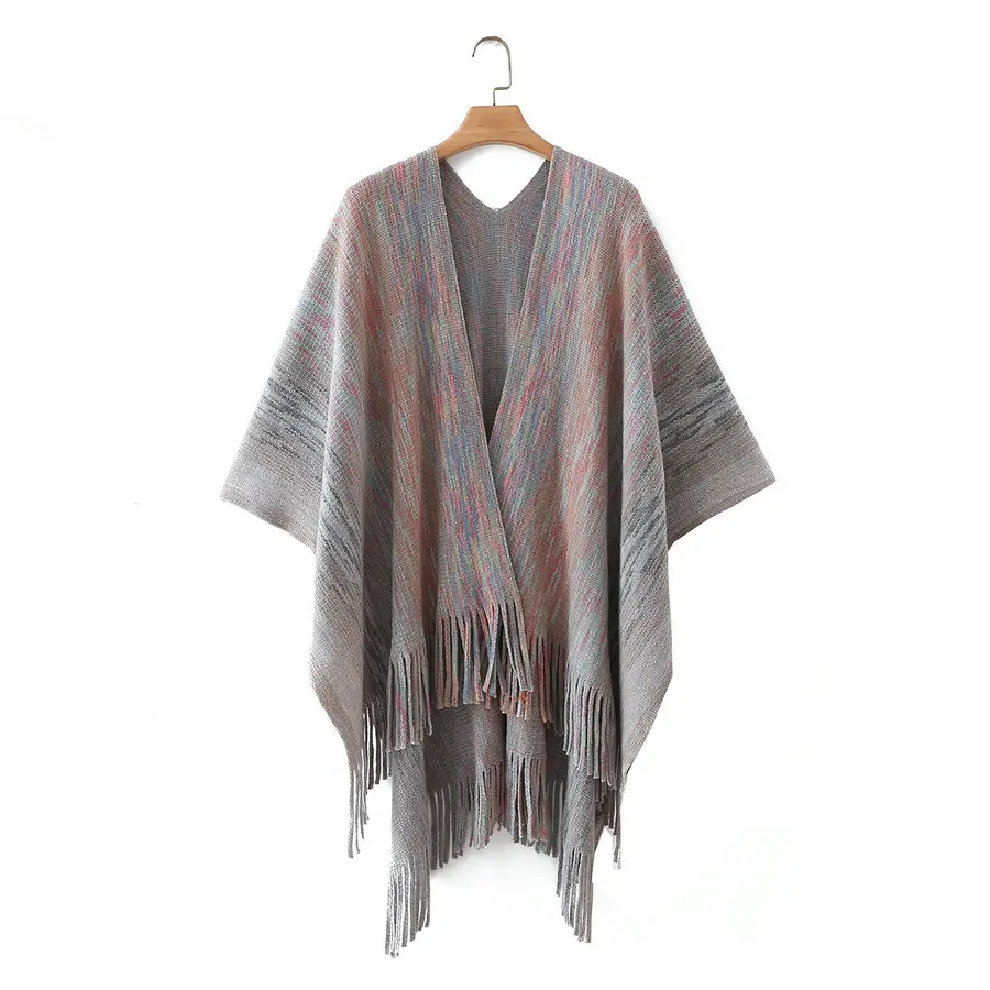 Tribal Style Women Cozy Loose Fitting Tassels Cape Cardigan Sweater Spring Autumn Gradient Color V-Neck Poncho Leisure Knitwear
Tribal Style Women Cozy Loose Fitting Tassels Cape Cardigan Sweater Spring Autumn Gradient Color V-Neck Poncho Leisure Knitwear