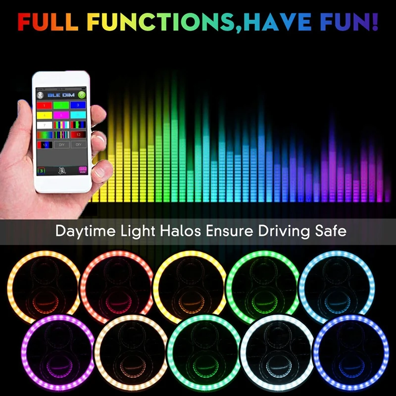 RGB 7 Inch Halo LED Headlights DRL Lights Combo Kit Bluetooth Remote Control for Jeep Wrangler JK TJ LJ Hummer H1 H2
RGB 7 Inch Halo LED Headlights DRL Lights Combo Kit Bluetooth Remote Control for Jeep Wrangler JK TJ LJ Hummer H1 H2