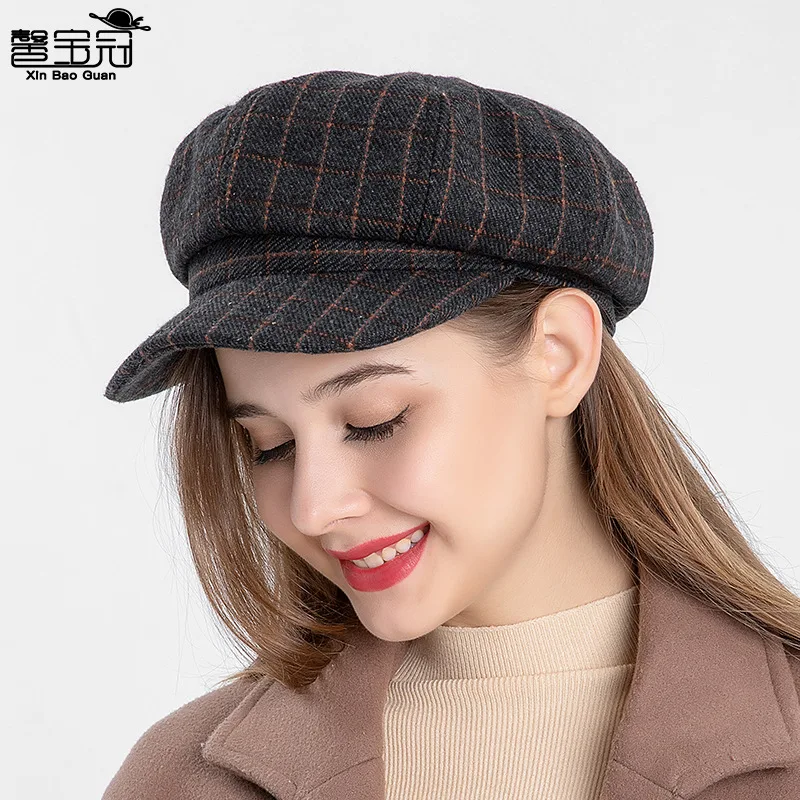 Vingtage Sun Hat Casual Women's Berets Newsboy Hat Female Lattices Woollen Blended Visor Octagon Caps
Vingtage Sun Hat Casual Women's Berets Newsboy Hat Female Lattices Woollen Blended Visor Octagon Caps