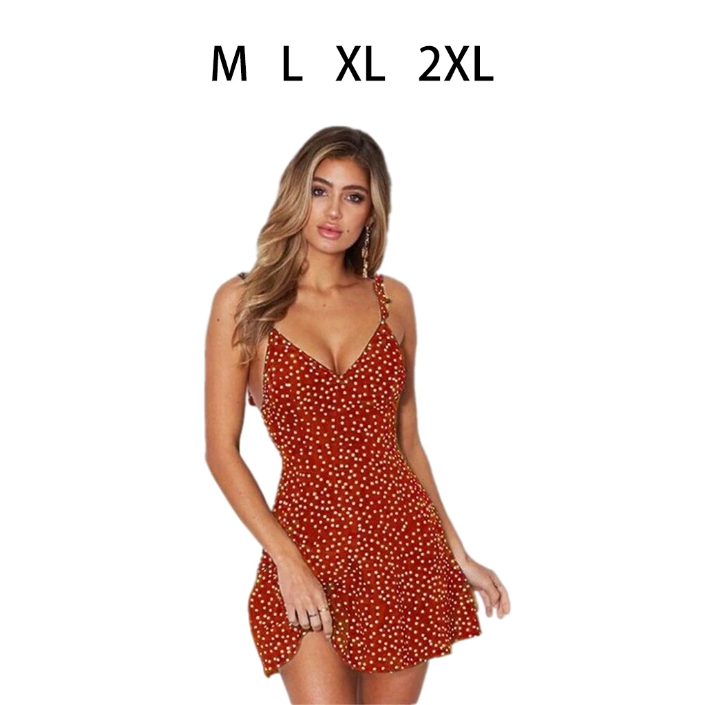 Dot Print V Neckline Suspender Short Dress Women Backless Sling Dress Ladies Summer Party Boho Beach Mini Dress
Dot Print V Neckline Suspender Short Dress Women Backless Sling Dress Ladies Summer Party Boho Beach Mini Dress