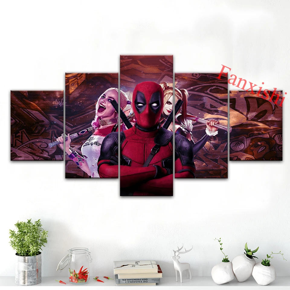 5 Pieces Deadpool Joker Girl Posters And Prints Hd Wall Art Canvas Modular Pictures Home Living Room Decor Painting Gift Frame
5 Pieces Deadpool Joker Girl Posters And Prints Hd Wall Art Canvas Modular Pictures Home Living Room Decor Painting Gift Frame