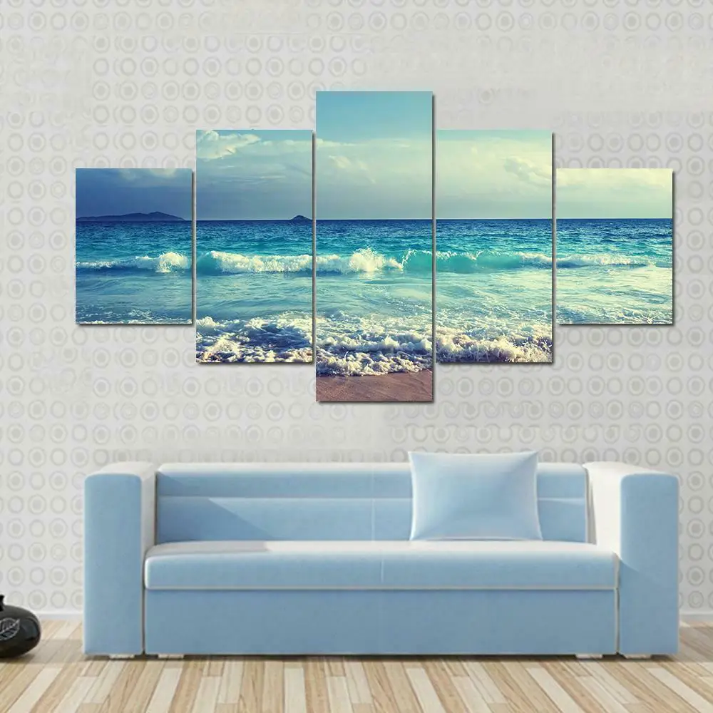 

HD Prints Canvas Posters Home Decor 5 Pieces Paintings Wall Art Idyllic Blue Ocean Nature Pictures Modular Living Room No Framed
