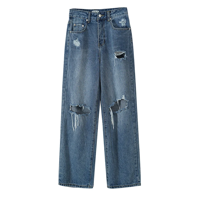 SHENGPALAE Streetwear Hole Jeans Women's Summer 2021 New High Waist Solid Color Loose Straight Denim Pants Female Tide 5E1119
SHENGPALAE Streetwear Hole Jeans Women's Summer 2021 New High Waist Solid Color Loose Straight Denim Pants Female Tide 5E1119