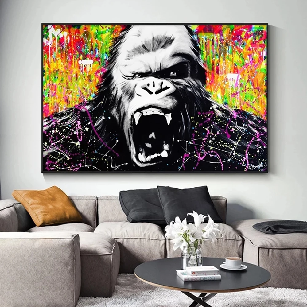 Modern Graffiti Street Wall Art Canvas Painting Angry Abstract Orangutan Pop Art Canvas Prints For Kids Room Cuadros Decoration
Modern Graffiti Street Wall Art Canvas Painting Angry Abstract Orangutan Pop Art Canvas Prints For Kids Room Cuadros Decoration
