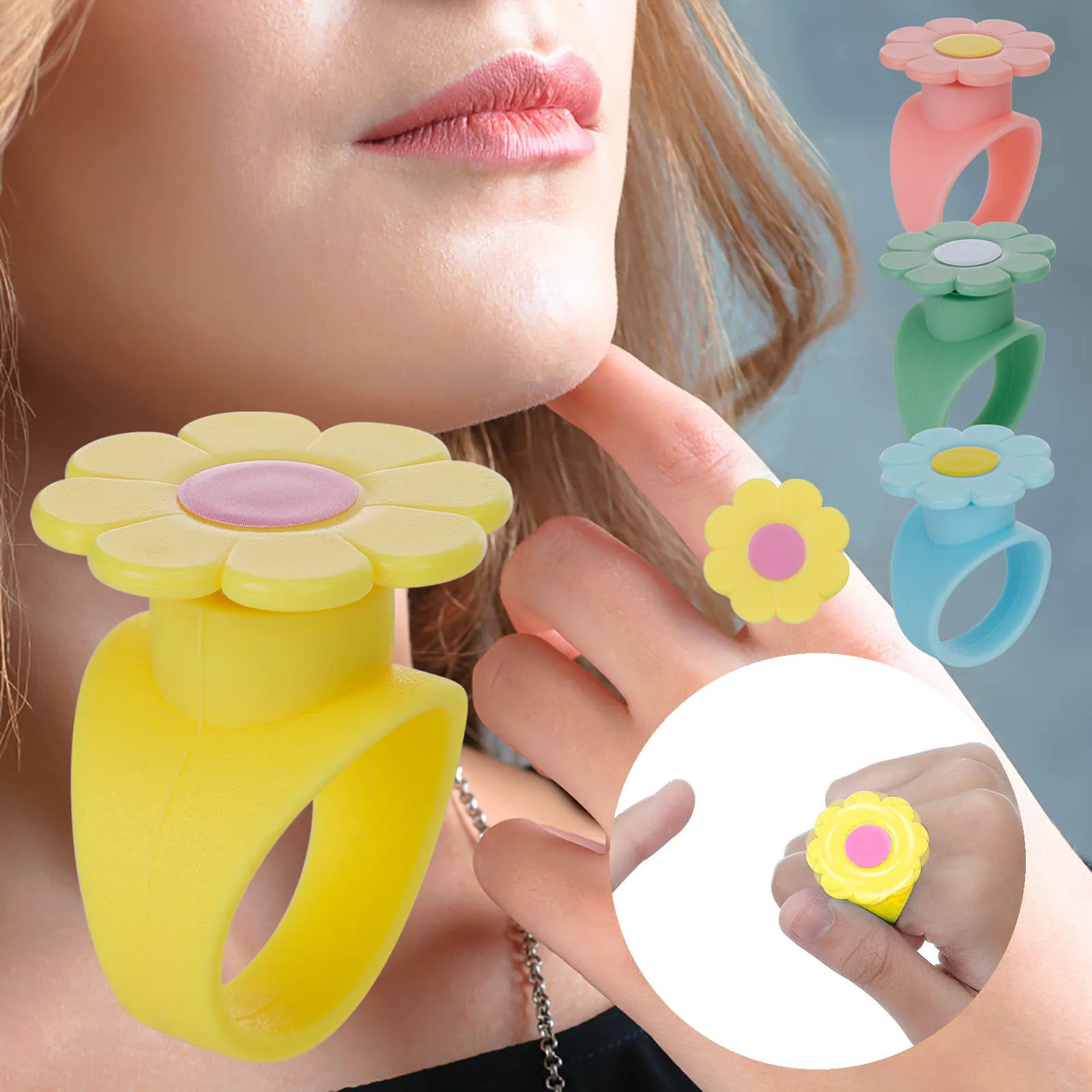 

Игрушка-антистресс с цветочным кольцом, вращающийся браслет на палец, Спиннер для детей, интеллектуальное милое кольцо, игрушка для пальцев...