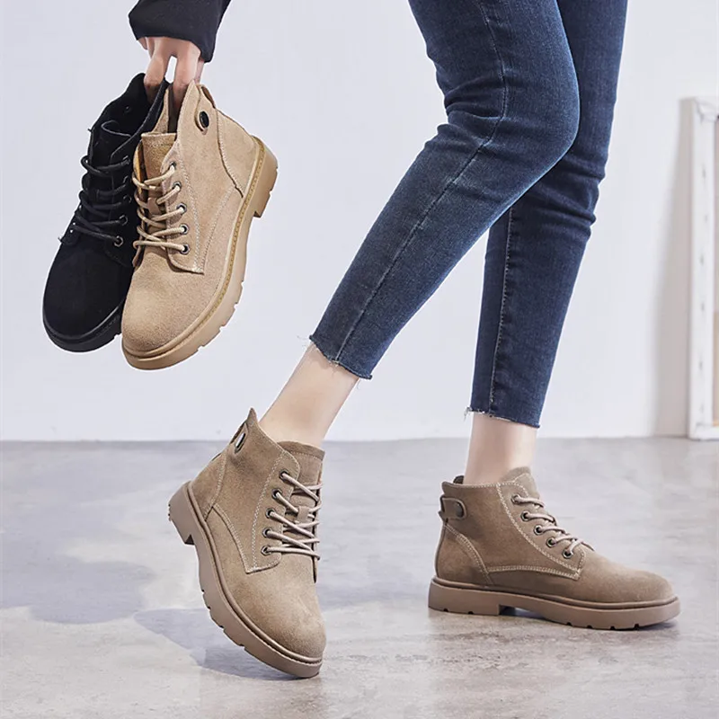 Women Ankle Boots Suede Boots 2021 New Autumn Winter Warm Fur Booties Lady Black Beige Leather Boots Female Flat Platform Shoes
Women Ankle Boots Suede Boots 2021 New Autumn Winter Warm Fur Booties Lady Black Beige Leather Boots Female Flat Platform Shoes