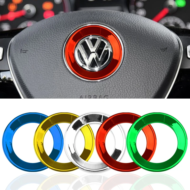 Автомобильный логотип на руль круглая отделка наклейка для Volkswagen VW Golf 4 5 Polo Jetta Mk6