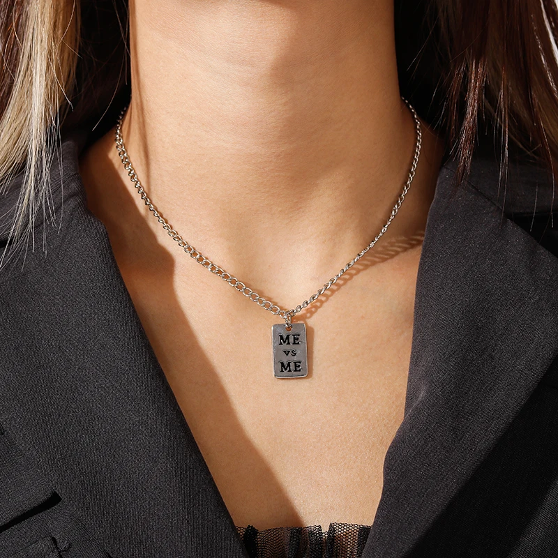 Fashion ME VS ME Pendant Necklace For Women Girls Silver Color Geometric Square Coin Necklaces Party Jewelry 
Fashion ME VS ME Pendant Necklace For Women Girls Silver Color Geometric Square Coin Necklaces Party Jewelry
