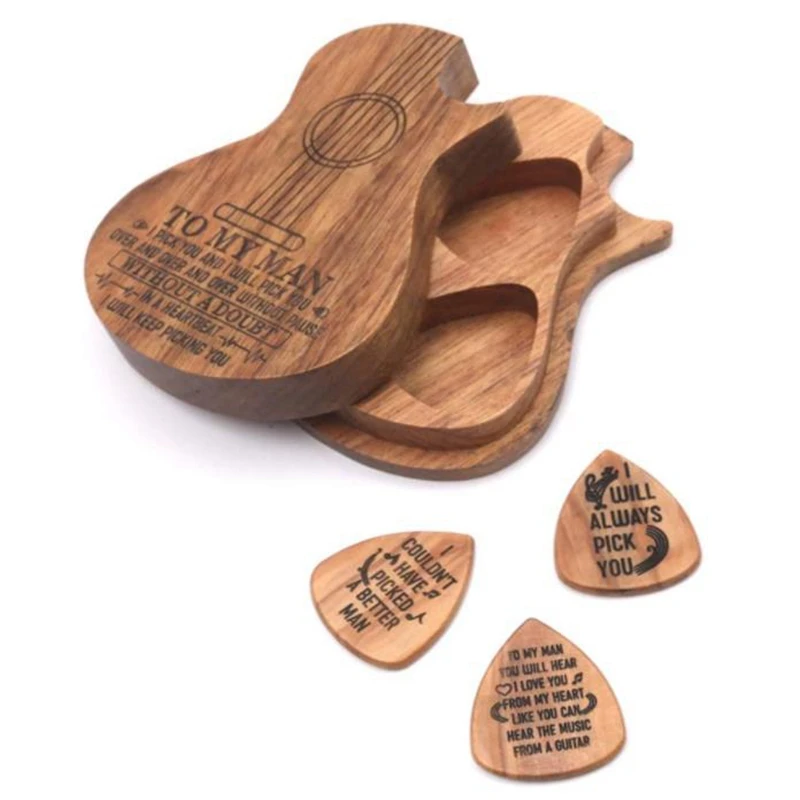 

Wooden Guitar Picks Case Plectrum Box Wood Guitar Pick Box for Guitar Picks Storage,for Jazz/Guitar/Ukulele/Bass
