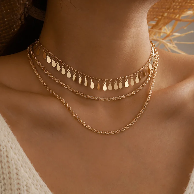 IngeSight.Z Multi Layered Sequins Tassel Pendant Necklaces Retro Twisted Metal Rope Chain Choker Necklaces Women Jewelry Collier
IngeSight.Z Multi Layered Sequins Tassel Pendant Necklaces Retro Twisted Metal Rope Chain Choker Necklaces Women Jewelry Collier