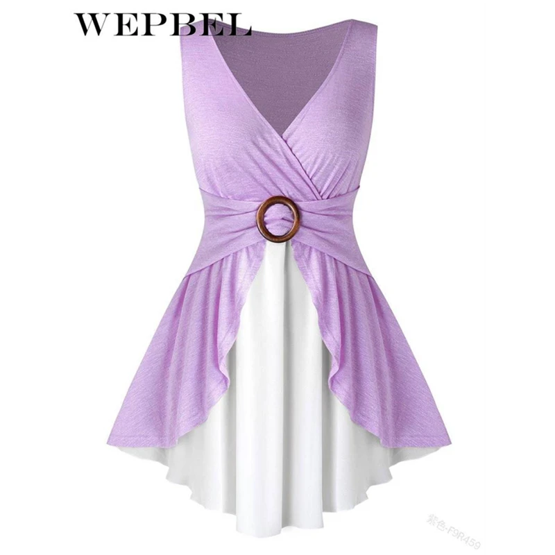 WEPBEL Women Summer Elegant Midi Dress Casual Sleeveless V Neck Patchwork Irregular Ruched Dress with Belt
WEPBEL Women Summer Elegant Midi Dress Casual Sleeveless V Neck Patchwork Irregular Ruched Dress with Belt