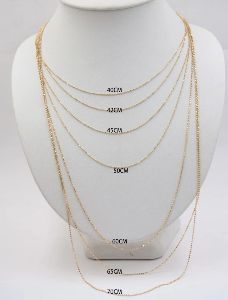 

18K Solid Gold Beads Chain Necklace Men Women 16" 18" 20" 24" GUARANTEED 18KT PURE GOLD 1.2mm Link Necklace Spring Clasp Female
