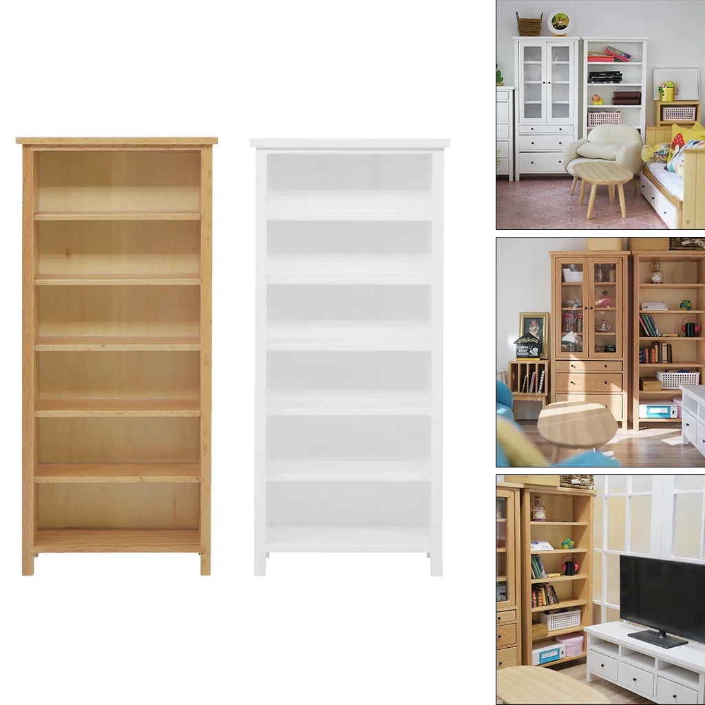 1/10 Scale Miniature Doll House Bookshelf Display Cabinet Furniture Model Toys for Kids