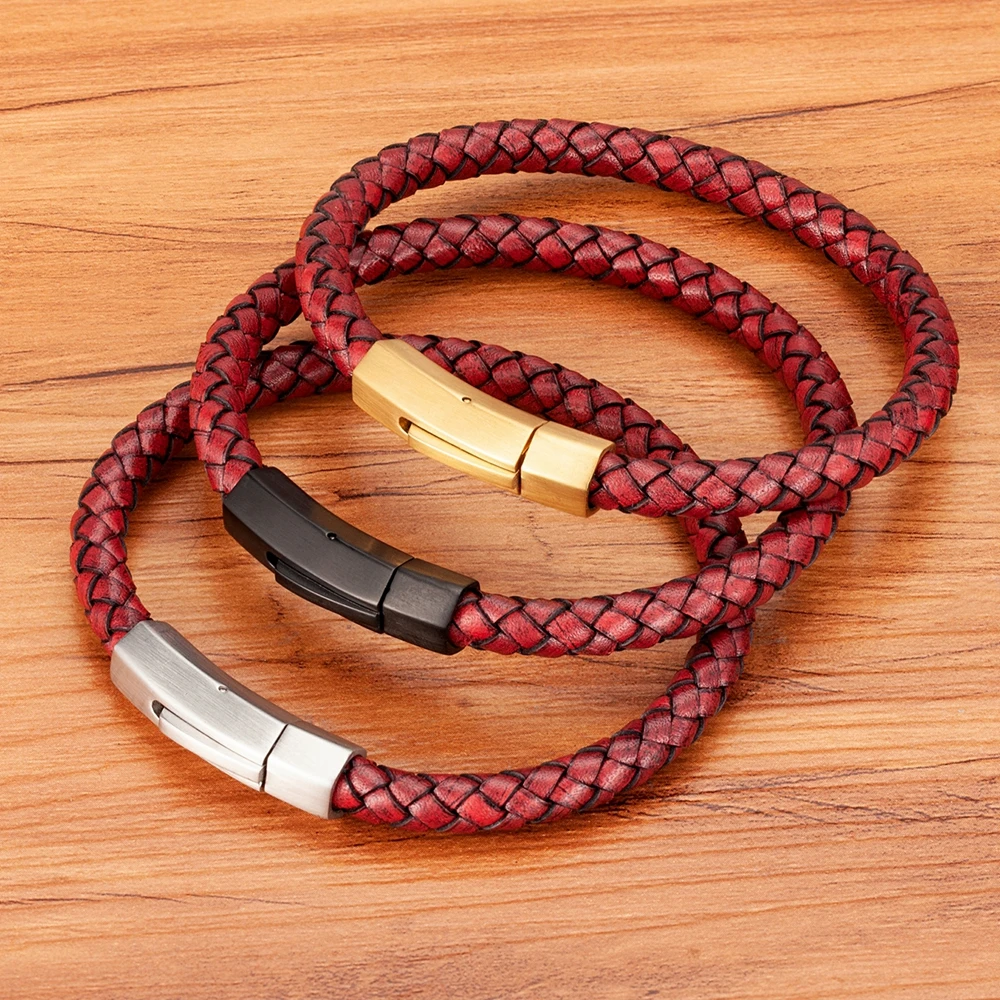 TYO Trendy Classic Braid Couple Bracelets Geometric Stainless Steel Magnetic Buckle Black Brown Red Simple Mens Bracelet Jewelry
TYO Trendy Classic Braid Couple Bracelets Geometric Stainless Steel Magnetic Buckle Black Brown Red Simple Mens Bracelet Jewelry