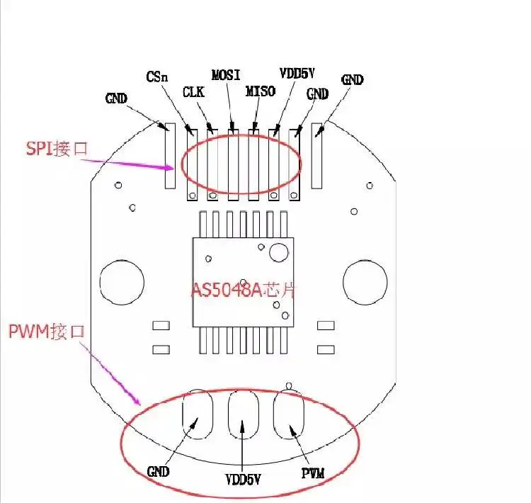 AS5048A набор магнитных кодировщиков Pwm и SPI точность интерфейса четырнадцати бит