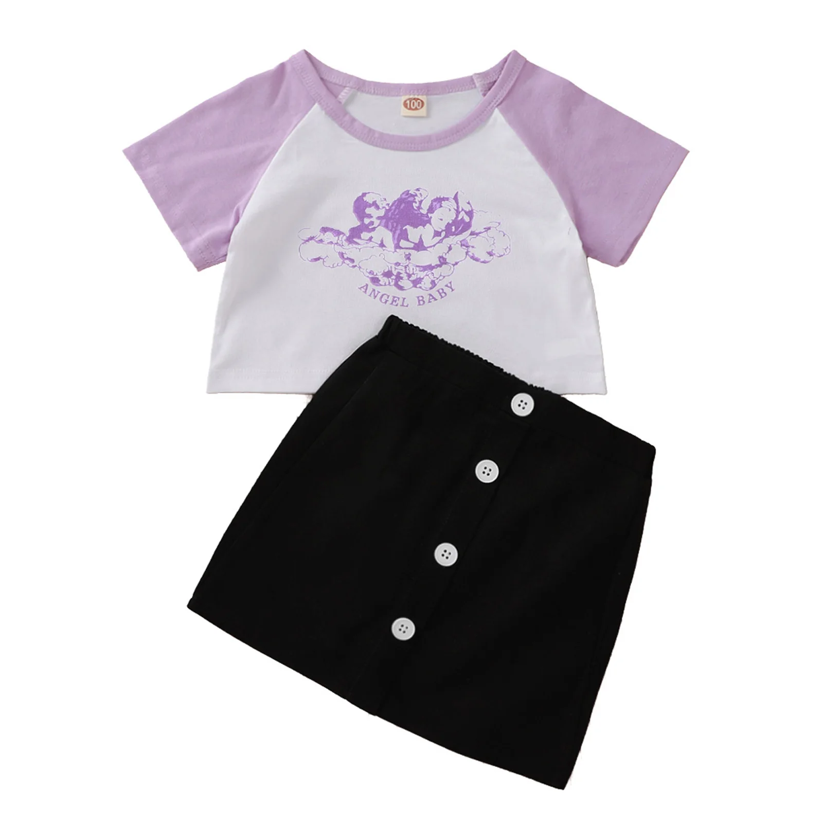 Kids Girls Fashion Cotton 2-Piece Outfit Set Short Sleeve Angel Letter Print Tops+Skirt Set For Children Girls Trend Fashion
Kids Girls Fashion Cotton 2-Piece Outfit Set Short Sleeve Angel Letter Print Tops+Skirt Set For Children Girls Trend Fashion