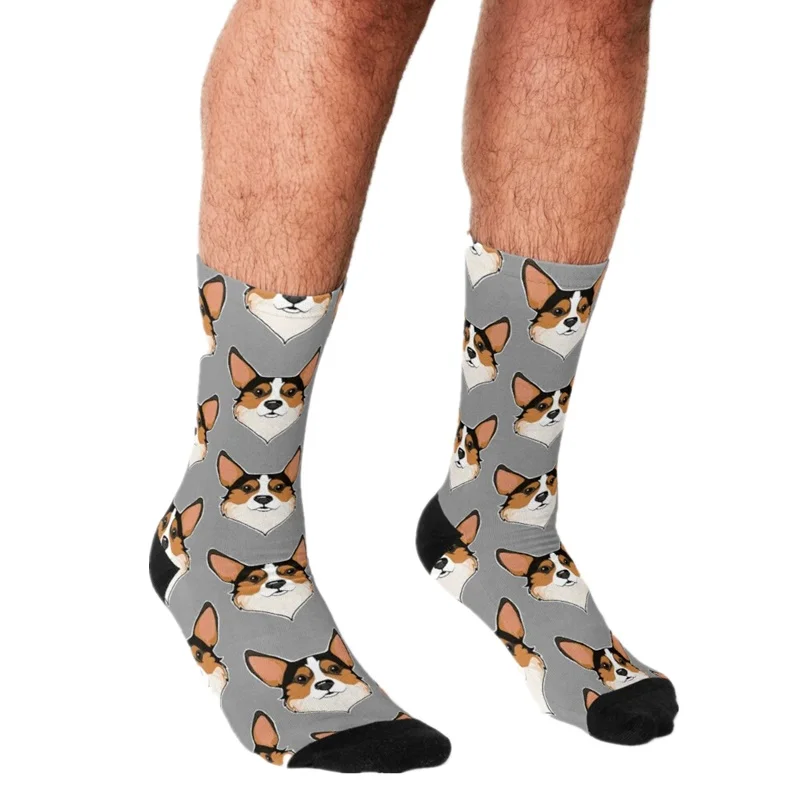 

2021 забавные мужские носки цветные Мультяшные корги с принтом хип-хоп мужские счастливые носки милые уличные стильные сумасшедшие носки для...