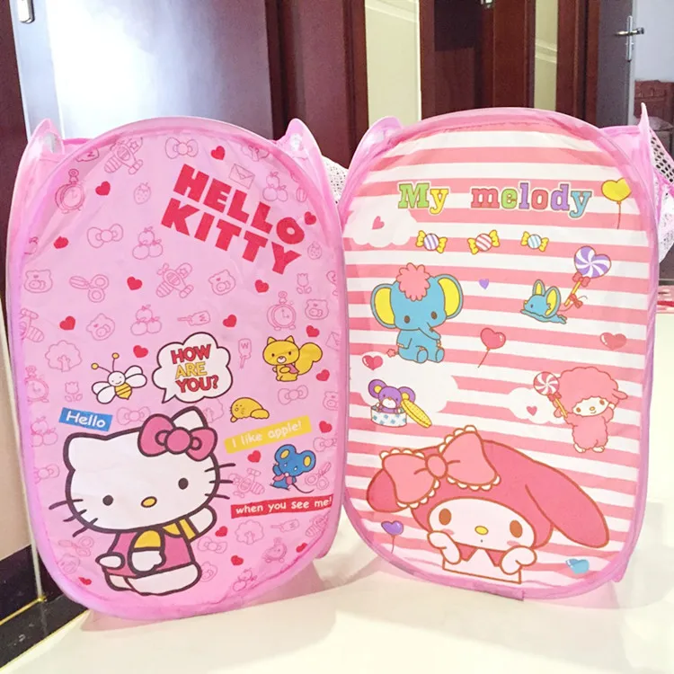 

Cartoon Hello Kitty Girl Dirty Clothes Basket Creative Folding Portable Laundry Basket Girls Home Storage Basket