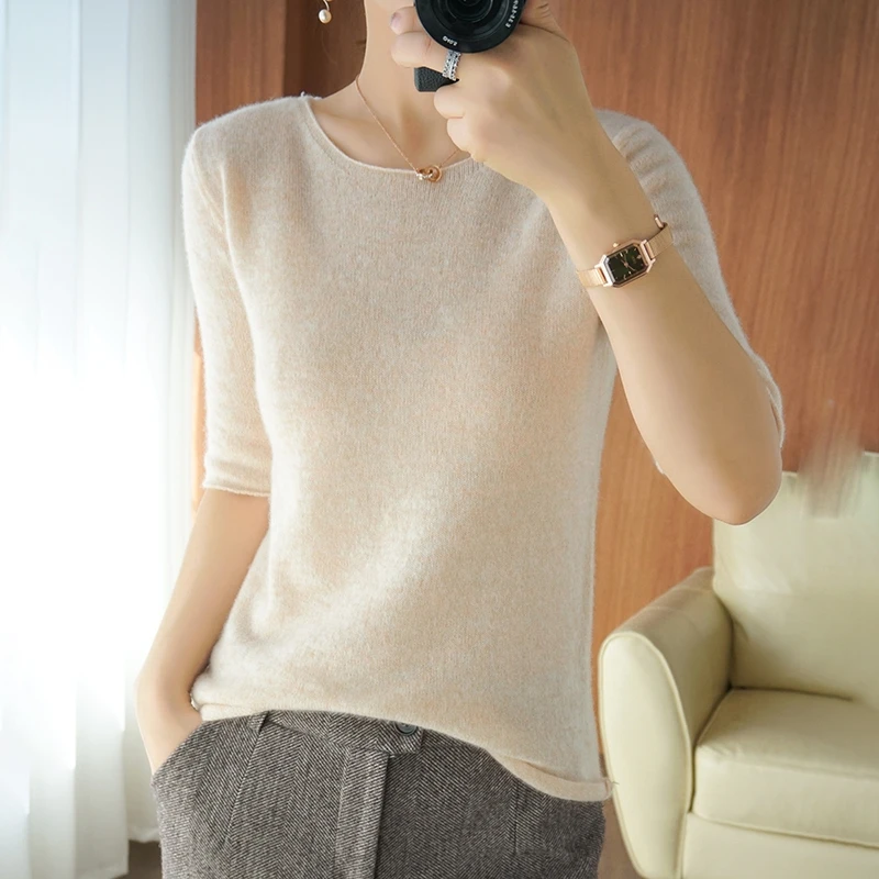 Новинка весна-лето, кашемировый жилет с коротким рукавом из 100% чистой шерсти, Женский пуловер с круглым вырезом, облегающий вязаный джемпер,...
Новинка весна-лето, кашемировый жилет с коротким рукавом из 100% чистой шерсти, Женский пуловер с круглым вырезом, облегающий вязаный джемпер,...