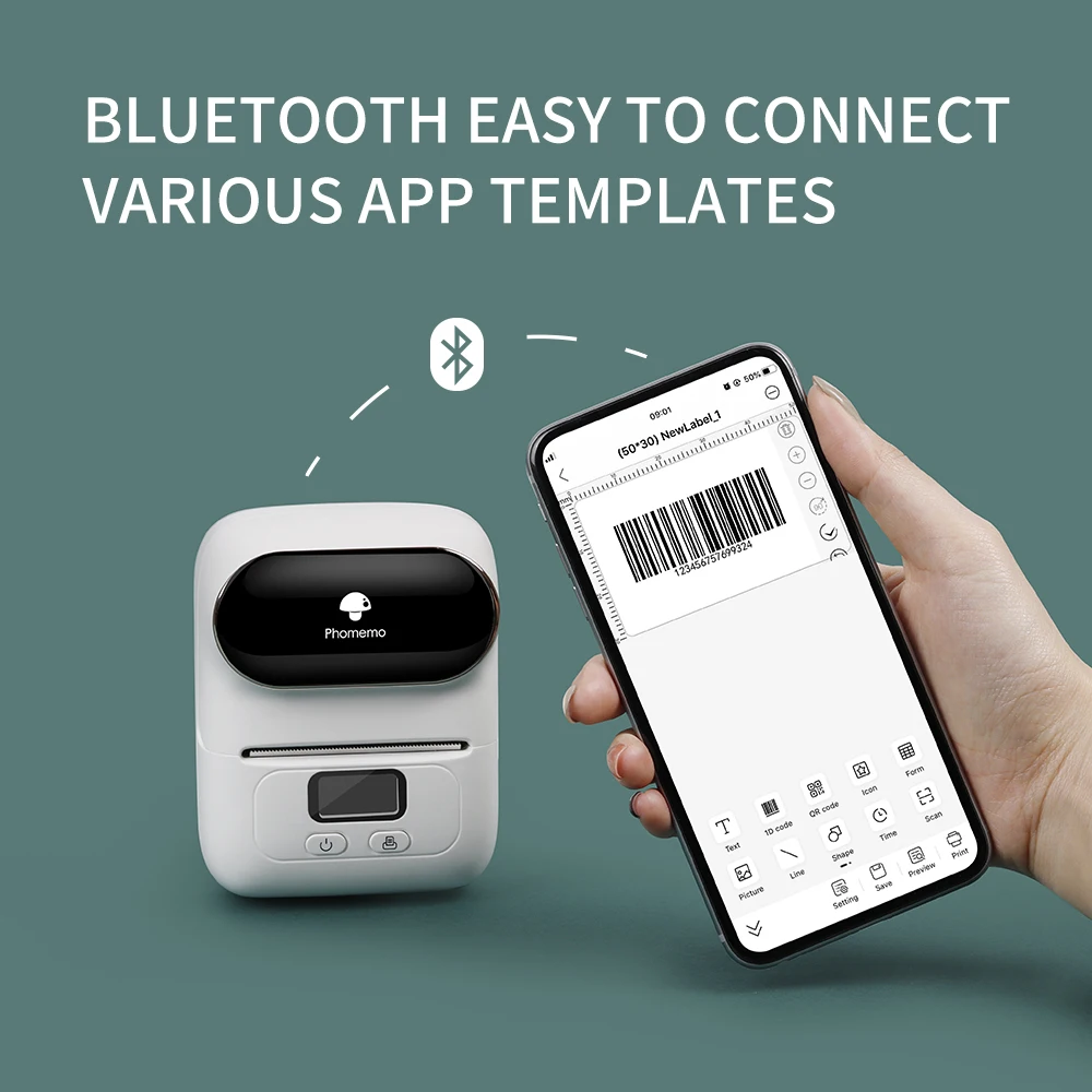 Портативный принтер Phomemo M110 с Bluetooth устройство для изготовления термонаклеек и