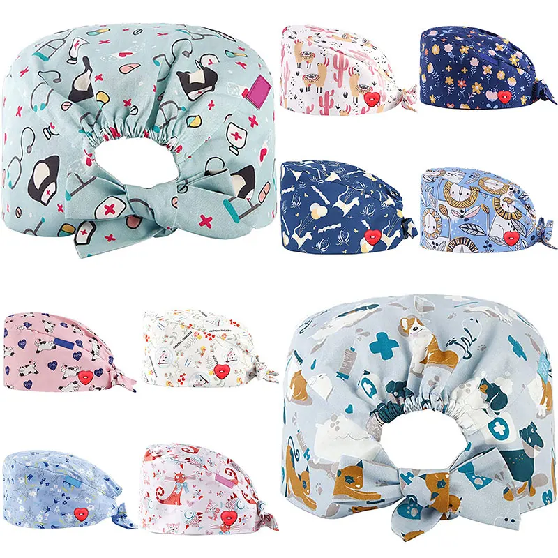Fashion Pure Cotton Nurse Surgical Cap Women Men Baotou Cap Floral Printing Doctor Hat Sweat-absorbent Working Scrub Cap Unisex 
Fashion Pure Cotton Nurse Surgical Cap Women Men Baotou Cap Floral Printing Doctor Hat Sweat-absorbent Working Scrub Cap Unisex