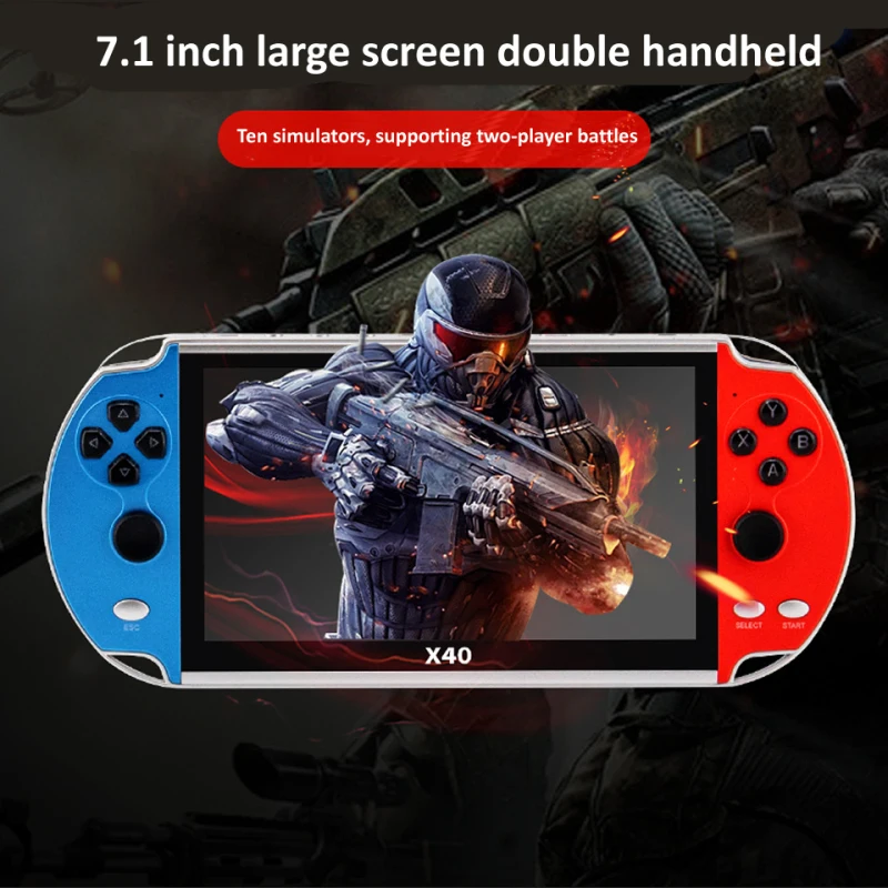 New X40 Video Game 7.1 Inch LCD Portable Handheld Retro Game Console Video MP4 Player TF Card For NES 3000 Classic Games
New X40 Video Game 7.1 Inch LCD Portable Handheld Retro Game Console Video MP4 Player TF Card For NES 3000 Classic Games