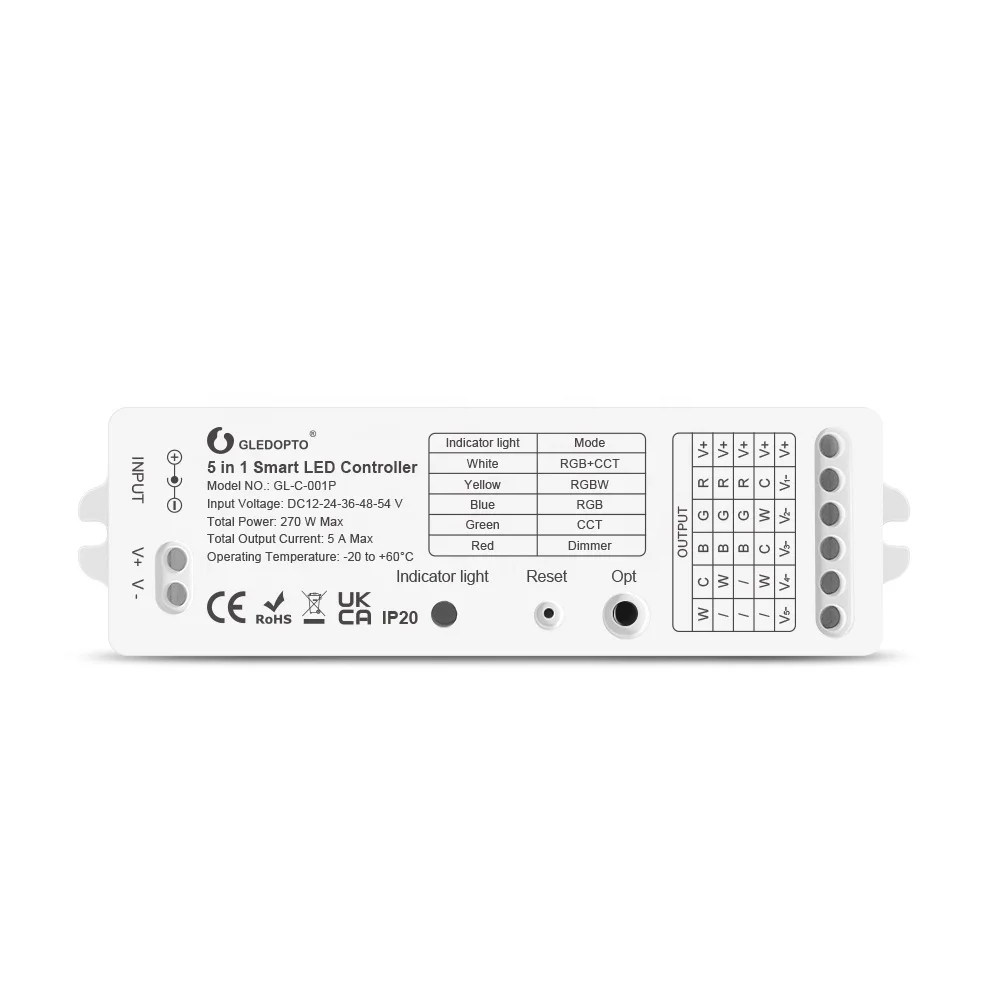 Zigbee 3.0 5 in 1 RGBCCT/RGBW/RGB/ CCT/Dimmer LED Strip Controller Compatible With APP/Voice/RF Remote Control DC12-54V
Zigbee 3.0 5 in 1 RGBCCT/RGBW/RGB/ CCT/Dimmer LED Strip Controller Compatible With APP/Voice/RF Remote Control DC12-54V