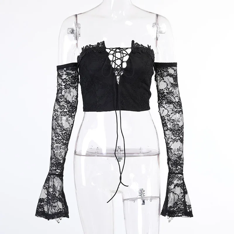 FSNFOX Goth Punk Sexy Lace Umbilical Bandage Wrap Top 2021 Summer Harajuku Y2K Black Backless Hollow Out Long Sleevele Camisole
FSNFOX Goth Punk Sexy Lace Umbilical Bandage Wrap Top 2021 Summer Harajuku Y2K Black Backless Hollow Out Long Sleevele Camisole