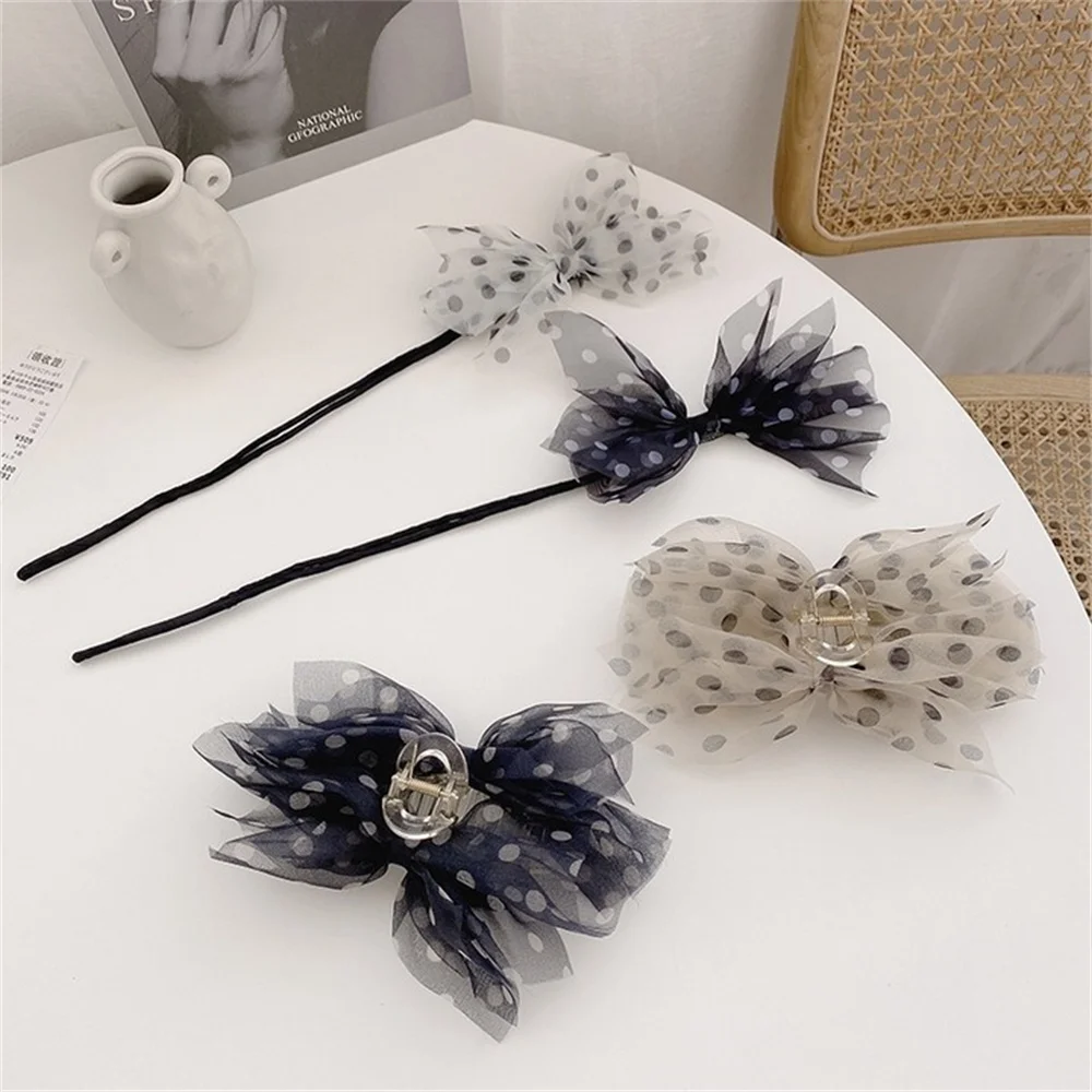 Net Yarn Polka Dot Bow Hair Clip Claw Large For Thick Hair Women Female French Elegance Wave Point Hair Clips Claws
Net Yarn Polka Dot Bow Hair Clip Claw Large For Thick Hair Women Female French Elegance Wave Point Hair Clips Claws