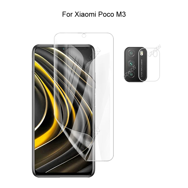Защитная пленка для камеры Xiaomi Poco M3 и защитная экрана HD Гидрогелевая мягкое 3D