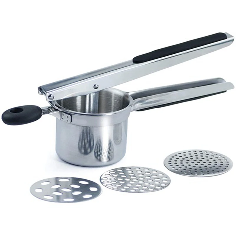 Potato Ricer,Potato Masher with 3 Interchangeable Discs for Light and Fluffy Mashed Potato,Fruits,Vegetables,Baby Food
Potato Ricer,Potato Masher with 3 Interchangeable Discs for Light and Fluffy Mashed Potato,Fruits,Vegetables,Baby Food