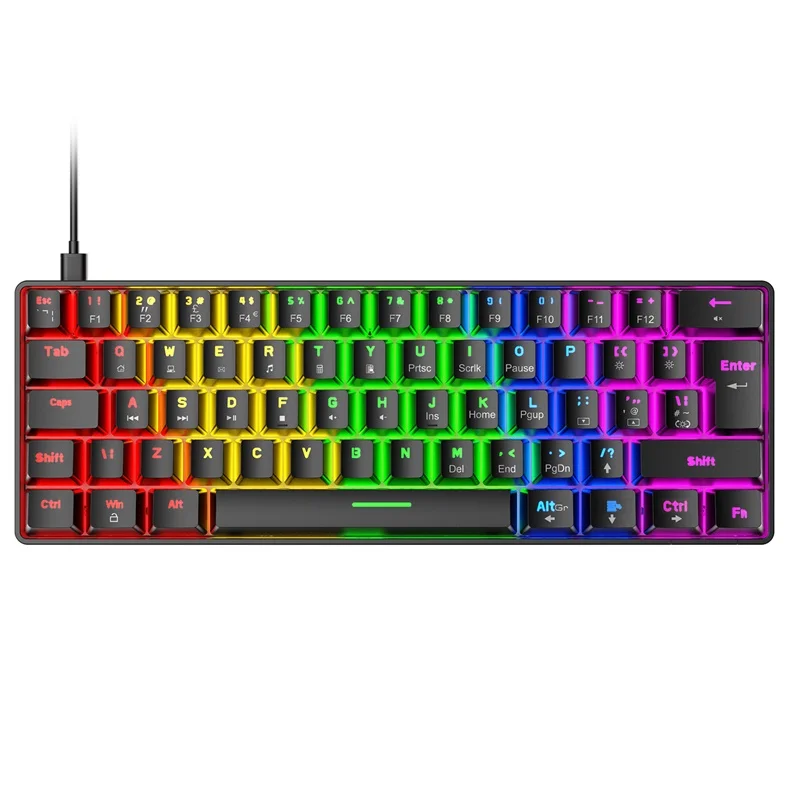 T60 62 Keys 18 Type RGB Mechanical Keyboard, USB Wired Type-C Backlight, Waterproof, ABS, for 60% Keyboard PC Gaming
T60 62 Keys 18 Type RGB Mechanical Keyboard, USB Wired Type-C Backlight, Waterproof, ABS, for 60% Keyboard PC Gaming