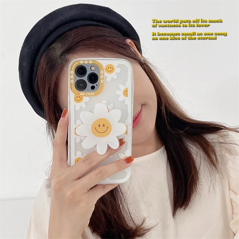 Cute Stylish Daisy Flowers Camera Protection Daisy Holder Stand Phone Case For Iphone 11 12 Pro X XR XS Max 7 8 Plus Back Cover
Cute Stylish Daisy Flowers Camera Protection Daisy Holder Stand Phone Case For Iphone 11 12 Pro X XR XS Max 7 8 Plus Back Cover