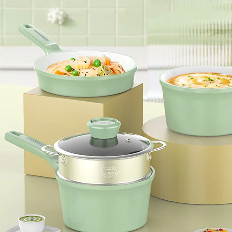 

Non Stick Stock Pot Kids Glass Lid Ramen Noodles Stock Pots Ceramic Milk Garnki Kuchenne Zestaw Dining Table Cookware OC50MG