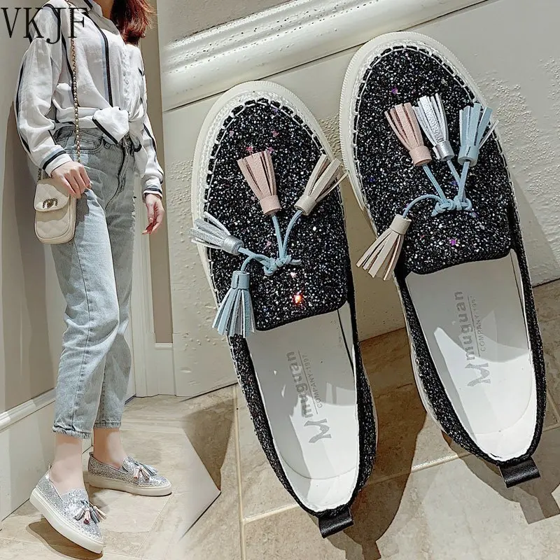 Crystal Colorful Tassel Muffins Loafers Shoes Women Slip on Shallow Mocassins Paillette Fringe Espadrilles Flats2021
Crystal Colorful Tassel Muffins Loafers Shoes Women Slip on Shallow Mocassins Paillette Fringe Espadrilles Flats2021